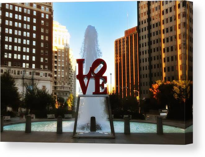 Love Canvas Print featuring the photograph Love Park - Love Conquers All by Bill Cannon