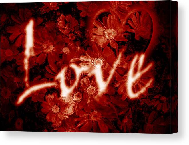 Love Canvas Print featuring the photograph Love with Flowers by Phill Petrovic