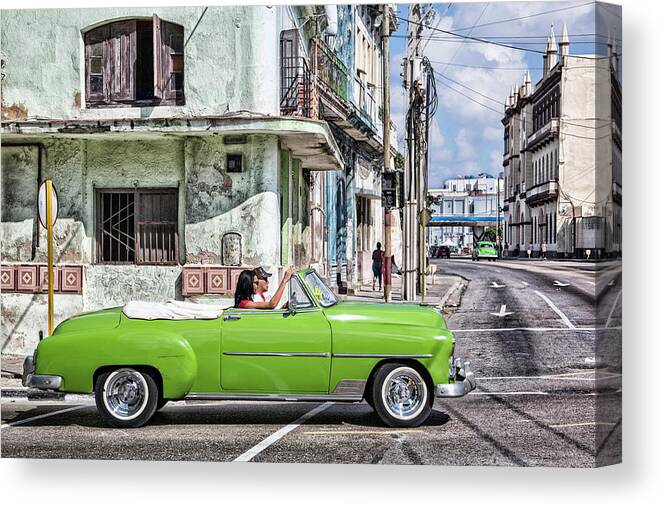 Chevy Canvas Print featuring the photograph Lovin' Lime Green Chevy by Gigi Ebert