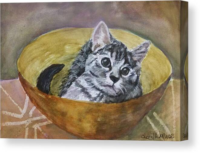Kitten Canvas Print featuring the painting Loving Lorelai by Cheryl Wallace