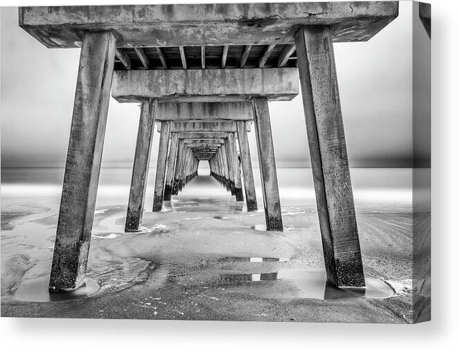 Tybee Pier Canvas Print featuring the photograph Low Tide by Ray Silva