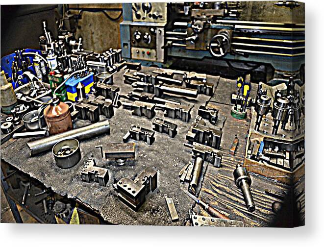 Machine Shop Canvas Print featuring the photograph Machinist Shop Tools Series 3 by Antonia Citrino