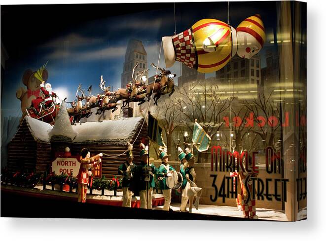 New York City Canvas Print featuring the photograph Macy's Miracle on 34th Street Christmas Window by Lorraine Devon Wilke
