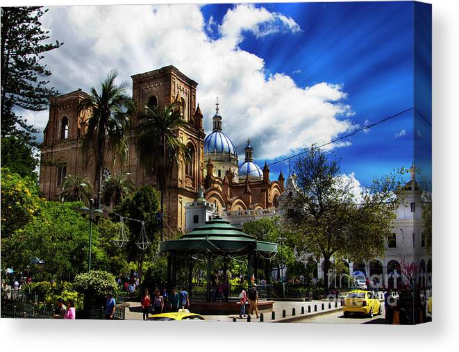 Domes Canvas Print featuring the photograph Magnificent Center Of Cuenca, Ecuador III by Al Bourassa