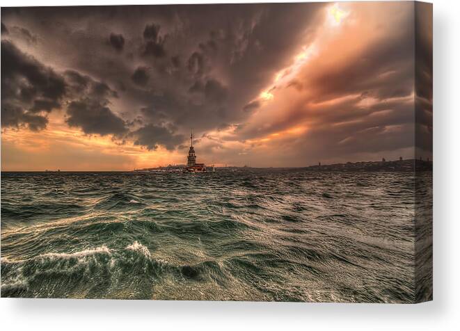 Water Canvas Print featuring the photograph Maiden's Tower by Murat Kasim