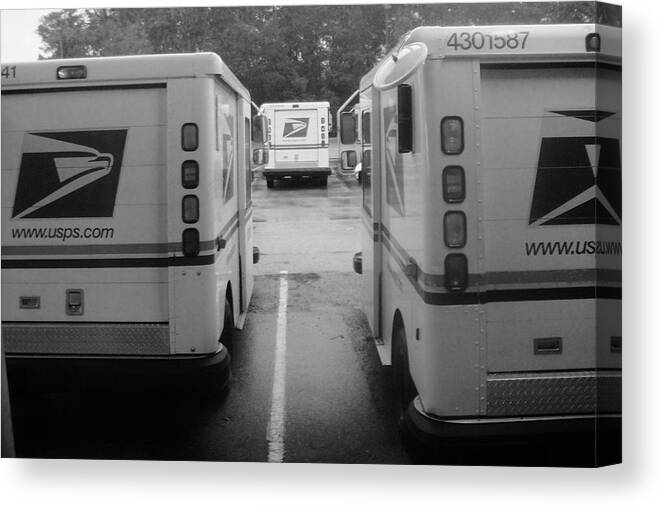 United States Postal Service Canvas Print featuring the photograph Mail trucks by WaLdEmAr BoRrErO