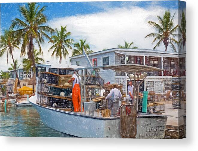 Conchkey Canvas Print featuring the photograph Conch Key Vessel Mainly Lobster 3 by Ginger Wakem