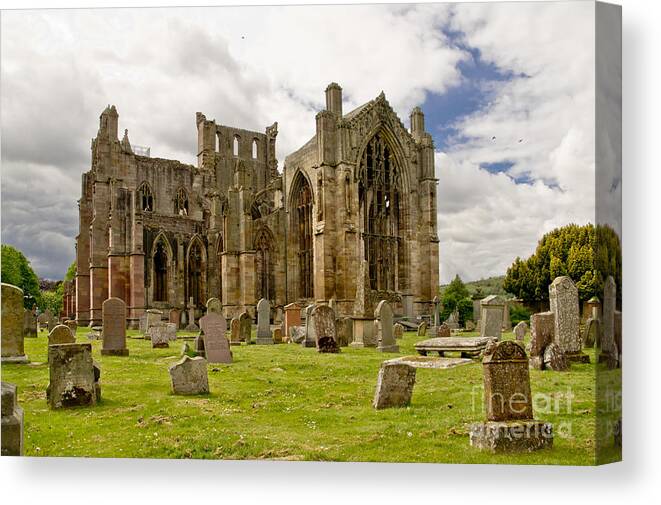 Melrose Abbey Canvas Print featuring the photograph Majestic Melrose Abbey. by Elena Perelman