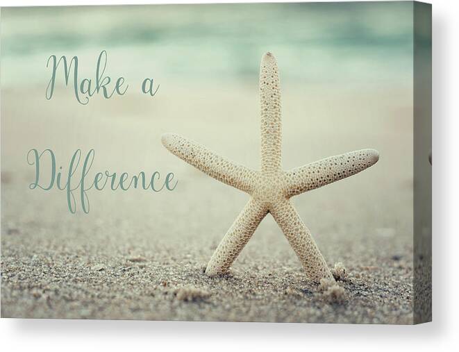Make A Difference Starfish Vintage Canvas Print featuring the photograph Make a Difference Starfish Vintage by Terry DeLuco
