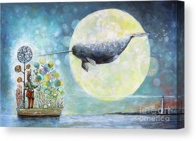 Moon Canvas Print featuring the painting Make a Moon by Manami Lingerfelt
