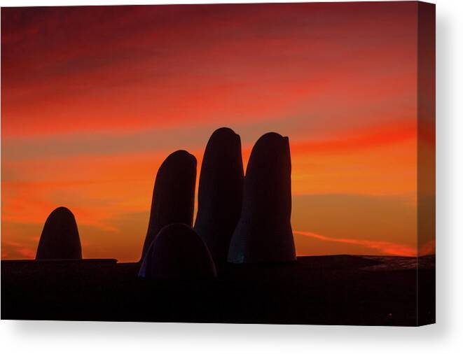 Sunrise Canvas Print featuring the photograph Man Rising by Robert McKinstry