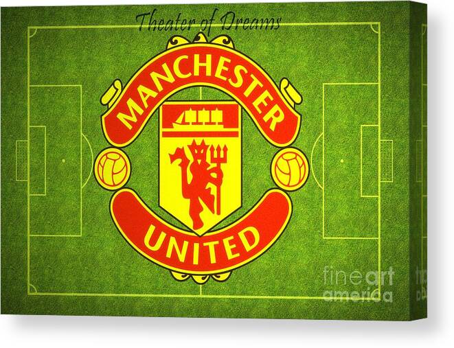 Manchester United Canvas Print featuring the digital art Manchester United Theater of Dreams Large Canvas Art, Canvas Print, Large Art, Large Wall Decor by David Millenheft