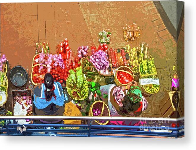 Diez De Agosto Canvas Print featuring the photograph Many Veggies At The Mercados by Al Bourassa
