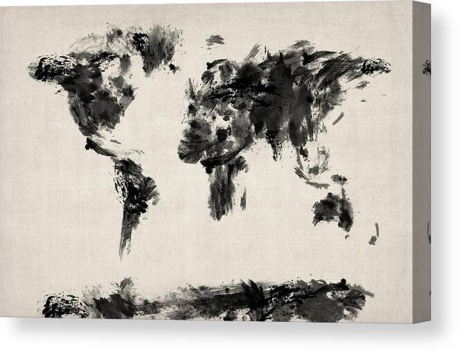 Map Of The World Canvas Print featuring the digital art Map of the World Map Abstract by Michael Tompsett