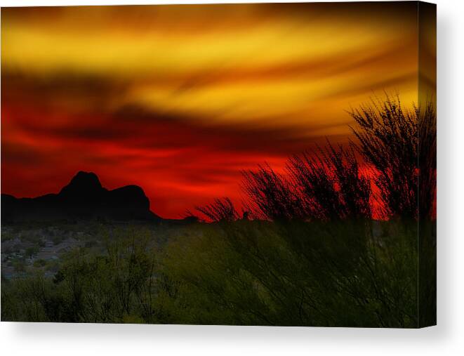 Arizona Canvas Print featuring the photograph Marana Sunset H01 by Mark Myhaver