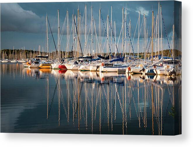 Boat Canvas Print featuring the photograph Marina Sunset 7 by Geoff Smith