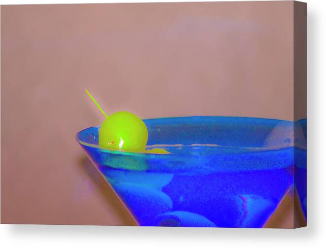 Martini Canvas Print featuring the photograph Martini in a Blue Glass by Bill Cannon
