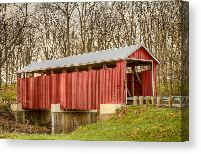 America Canvas Print featuring the photograph Martinsville Covered Bridge by Jack R Perry