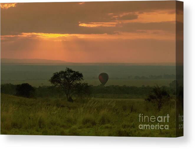Masai Mara Canvas Print featuring the photograph Masai Mara Balloon Sunrise by Karen Lewis