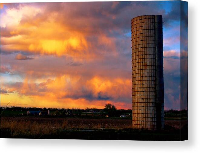 Sunset Canvas Print featuring the photograph May Day Silo Sunset by James BO Insogna