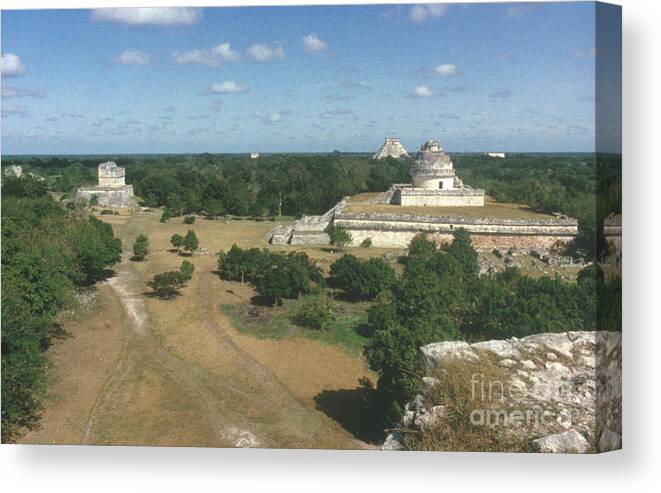 Ancient Canvas Print featuring the photograph Mayan Observatory, Mexico by Granger