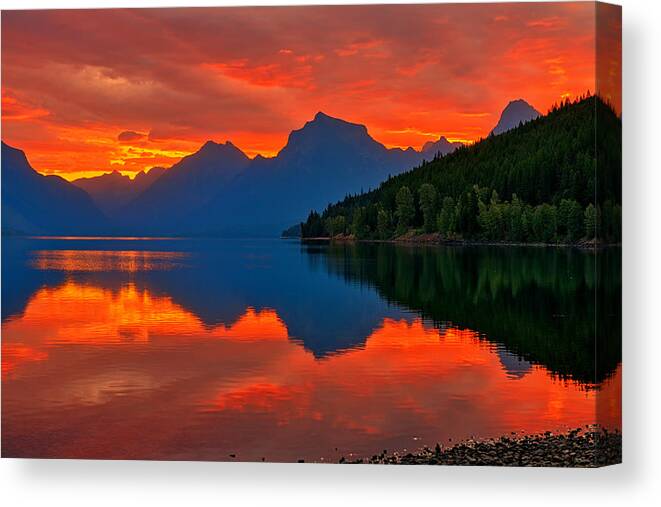 Glacier National Park Canvas Print featuring the photograph McDonald Sunrise by Greg Norrell