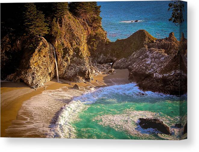 Waterfall Canvas Print featuring the photograph McWay Falls by Susan Rissi Tregoning