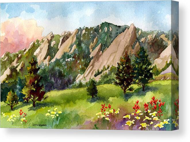 Mountains Art Paintings Canvas Print featuring the painting Meadow at Chautauqua by Anne Gifford