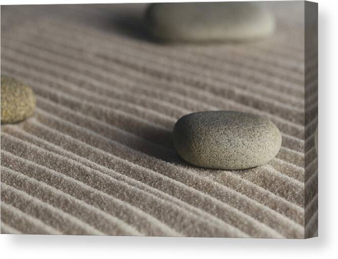 Andrew Pacheco Canvas Print featuring the photograph Meditation Stones on Waves of Sand Color by Andrew Pacheco