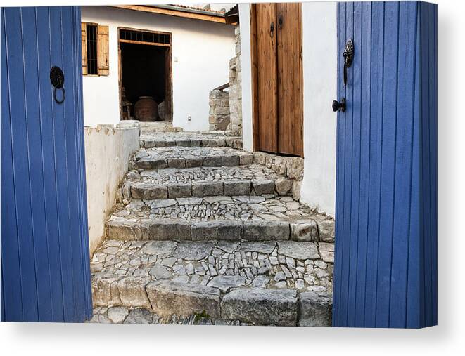 Door Canvas Print featuring the photograph Mediteranean old house by Mike Santis