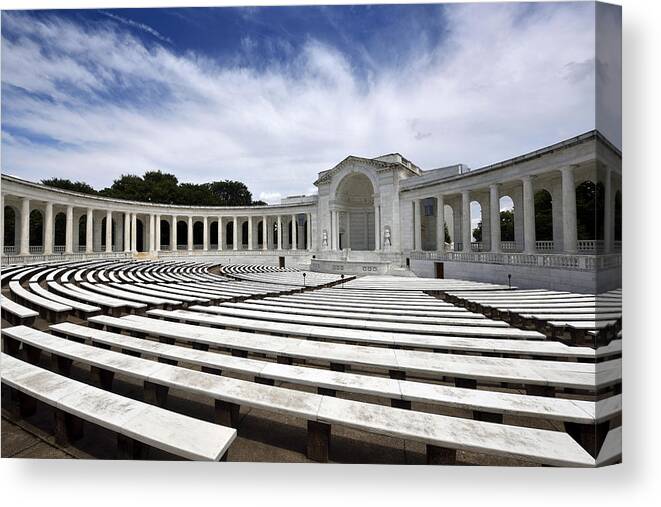 memorial Amphitheater Canvas Print featuring the photograph Memorial Amphitheater at Arlington National Cemetery by Brendan Reals