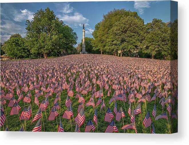 Boston Canvas Print featuring the photograph Memorial Day at Boston's Soldiers and Sailors Monument by Kristen Wilkinson