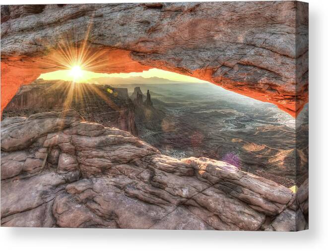 Mesa Arch Sunrise Canvas Print featuring the photograph Mesa Arch Sunrise 2 - Canyonlands National Park - Moab Utah by Gregory Ballos