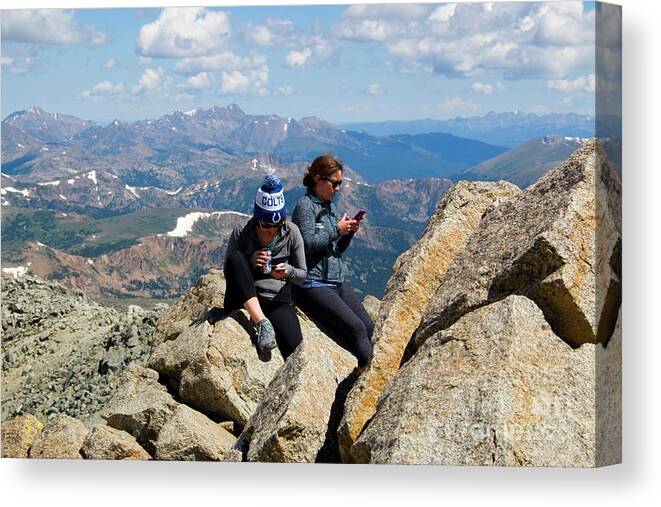 Mount Massive Canvas Print featuring the photograph Messaging the Mount Massive Summit by Steven Krull