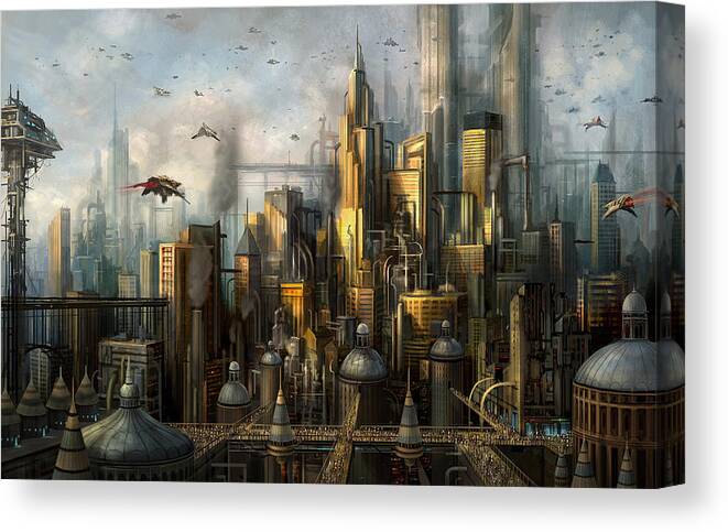 Philip Straub Canvas Print featuring the painting Metropolis by Philip Straub