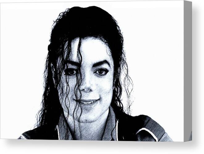 Michael Jackson Canvas Print featuring the drawing Michael Jackson Pencil Drawing by Movie Poster Prints