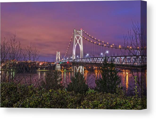Hudson Valley Canvas Print featuring the photograph Mid Hudson Bridge At Twilight by Angelo Marcialis