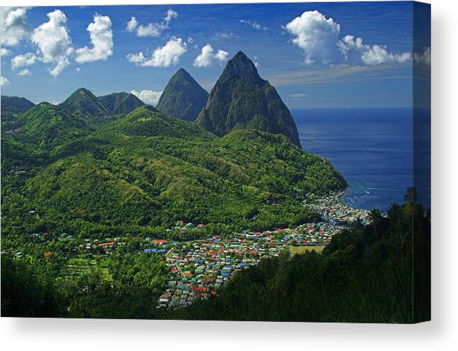St Lucia Canvas Print featuring the photograph Midday- Pitons- St Lucia by Chester Williams