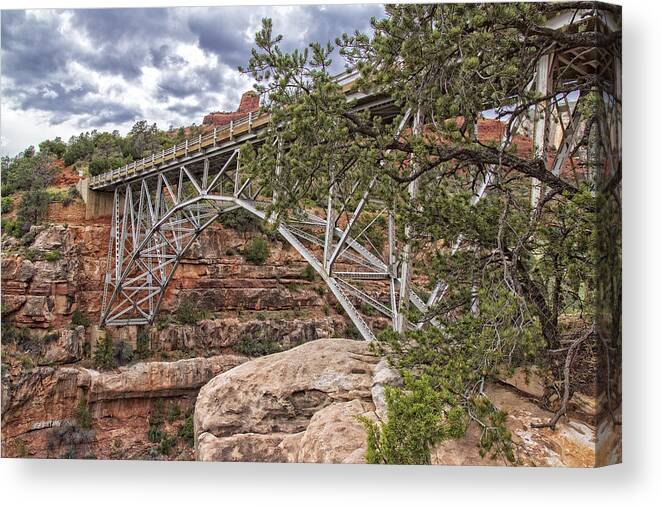 Bridges Canvas Print featuring the photograph Midgley Bridge 1 by Jim Moss