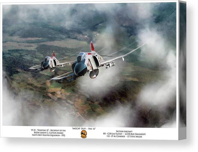 Aviation Canvas Print featuring the digital art MIGCAP Duty - Phu Ly by Peter Chilelli