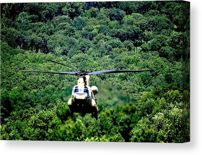 Helicopter Canvas Print featuring the photograph Military Copter by Eileen Brymer