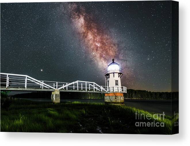 2018 Canvas Print featuring the photograph Milk Way Over Doubling Point Lighthouse by Craig Shaknis