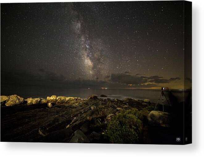 Milky Way Canvas Print featuring the photograph Milky Way at Pemaquid 2 by John Meader
