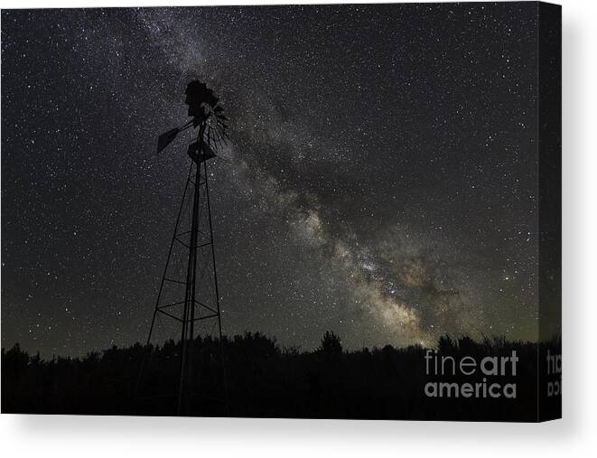 The Explorer Canvas Print featuring the photograph Milky Way Windmill by Michael Ver Sprill