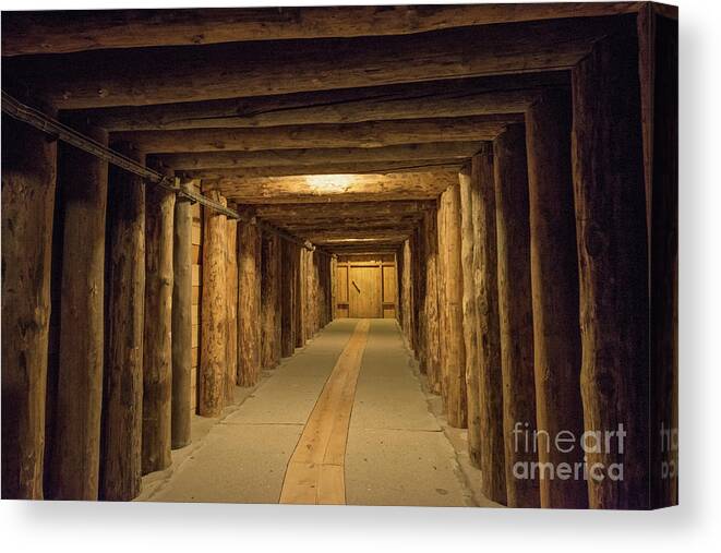 Ancient Canvas Print featuring the photograph Mining Tunnel by Juli Scalzi
