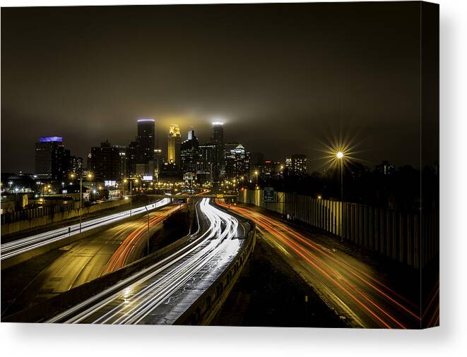 Minneapolis Canvas Print featuring the photograph Minneapolis Skyline by The Flying Photographer
