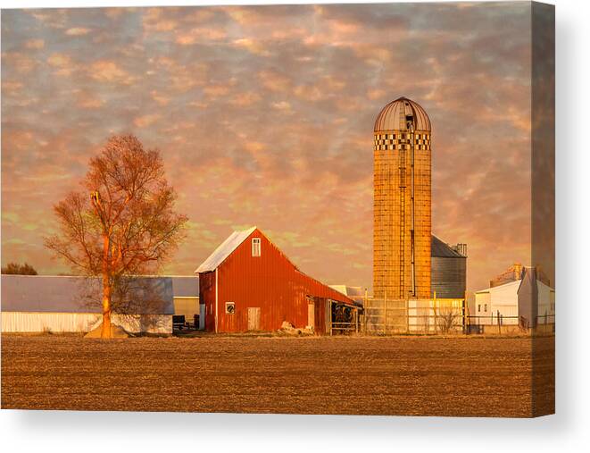 Farm Canvas Print featuring the photograph Minnesota Farm at Sunset by Patti Deters