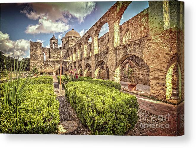 San Antonio Canvas Print featuring the photograph Mission garden by Franz Zarda