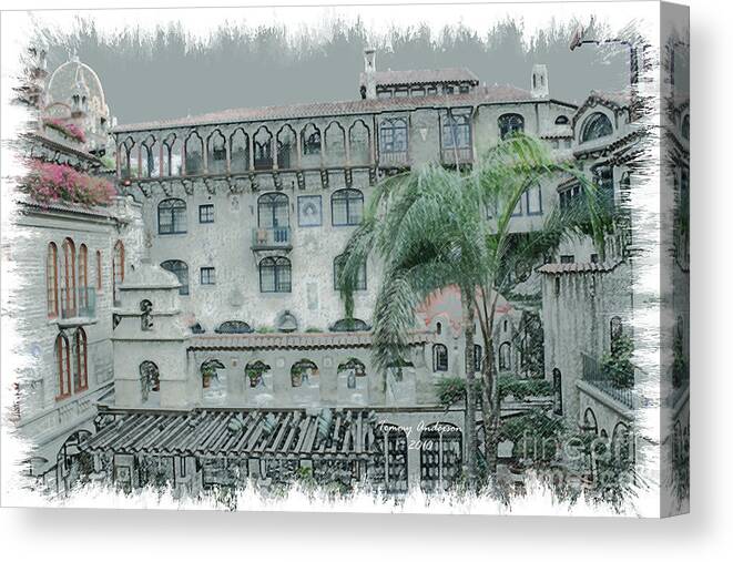 Mission Inn Canvas Print featuring the digital art Mission Inn Court Yard by Tommy Anderson