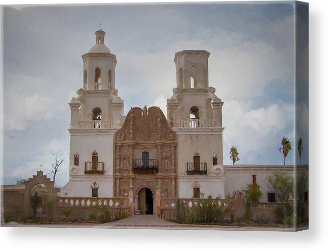 America Canvas Print featuring the photograph Mission San Xavier del Bac by Teresa Wilson